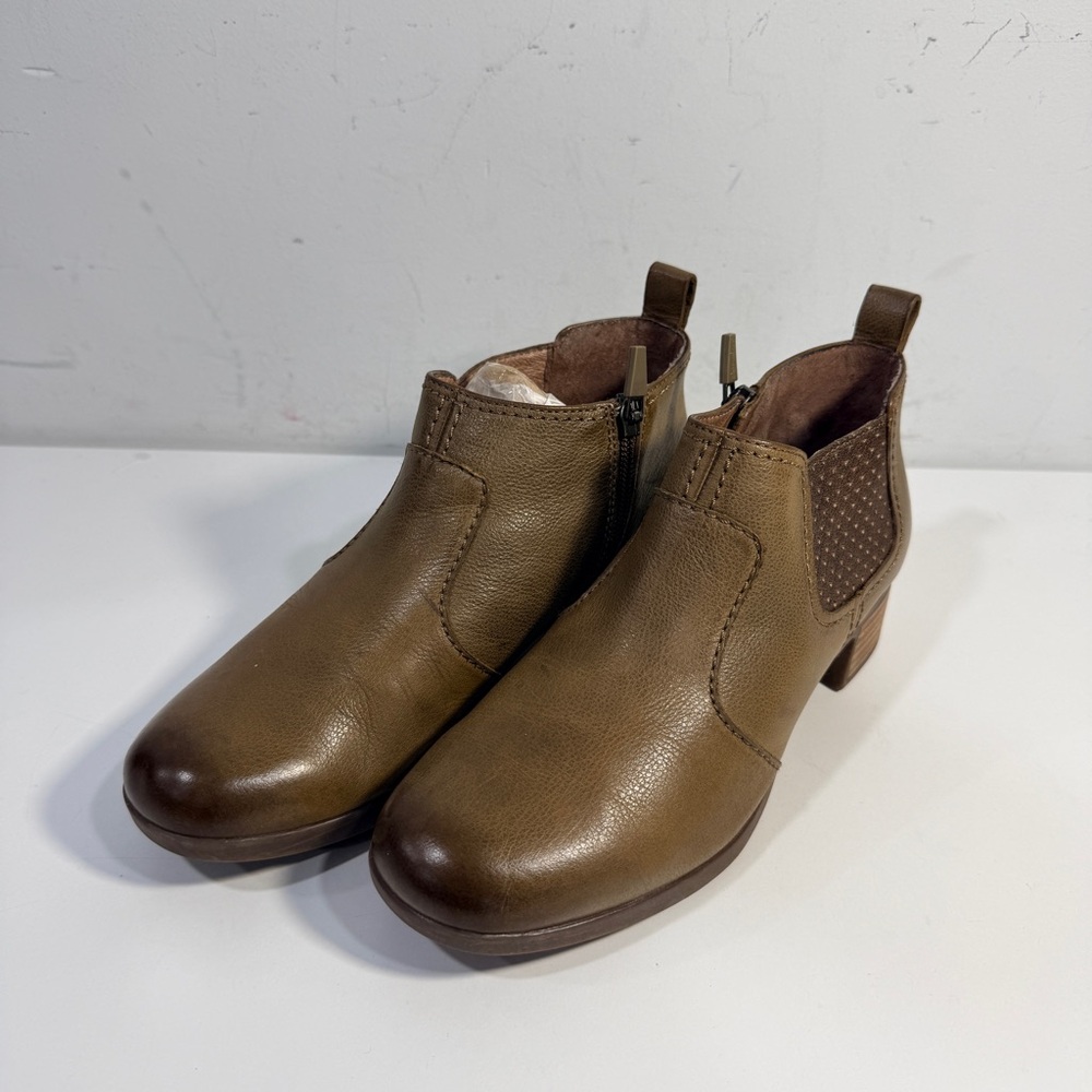 Dansko Lola Boots Brown Leather Comfort Zip Chelsea Booties Women's Size 37 /6.5